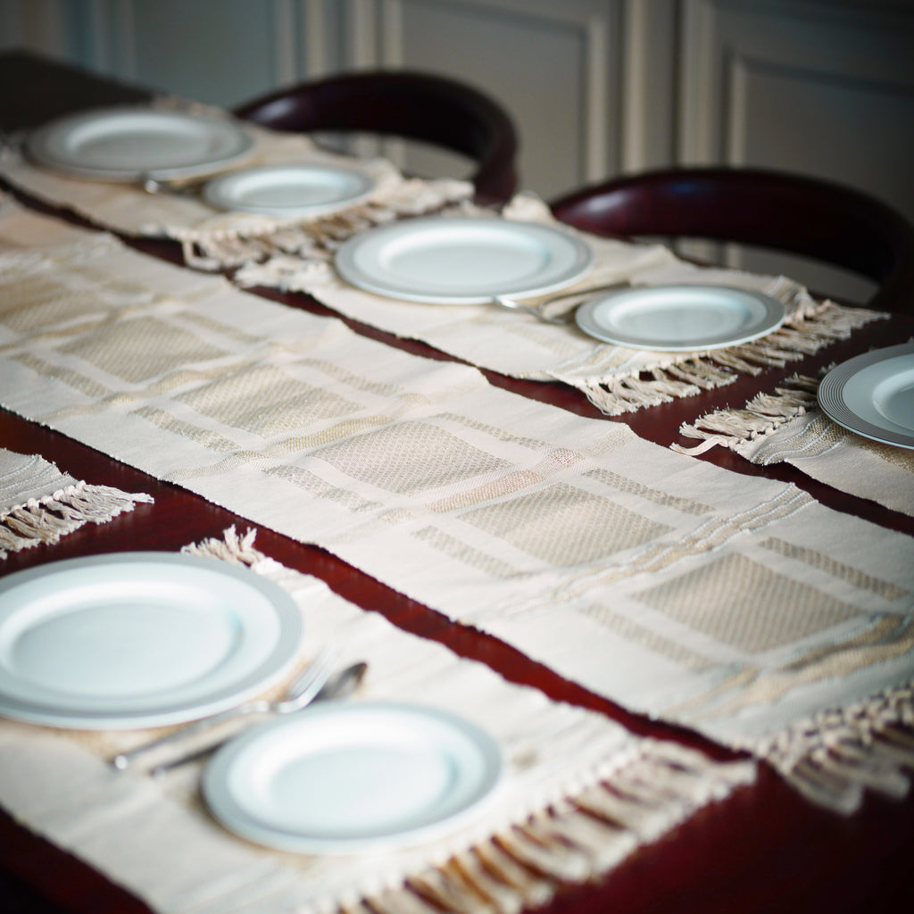 Ivory with Golden Threads Table Runner