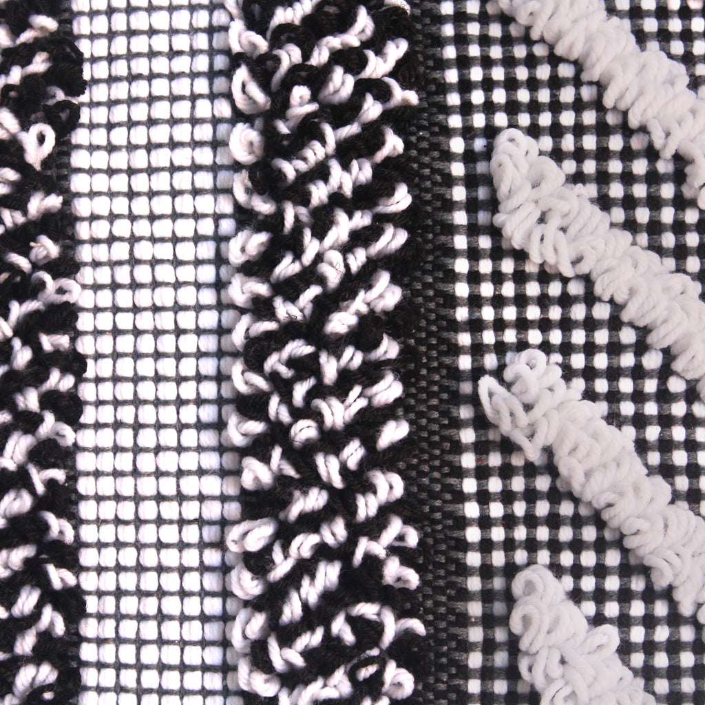 Black and White Handwoven Textured Chevron Cushion Cover